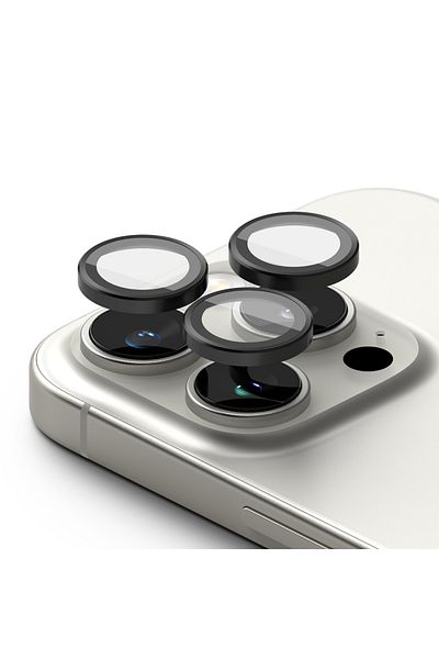 Ringke Camera Lens Film For Iphone 16 Pro / Iphone 16 Pro Max - Camera Lens Frame Glass - Black