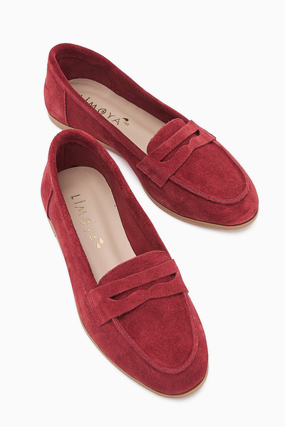 Limoya Originální kožené mokasíny Solina Burgundy Pohodlné každodenní boty