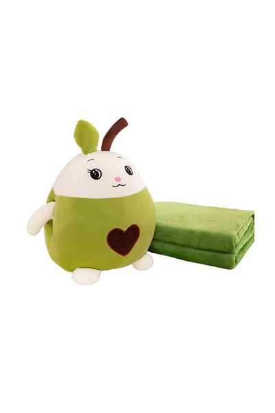 MOAWAVE Multifunctional plush toy, 30cm, with fluffy blanket, dimensions 180x100cm, Pear Model, Green