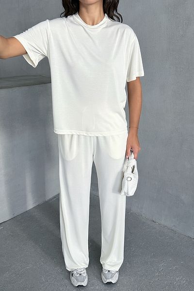 MD trend Women's Modal T-Shirt - Pants Two-Piece Set