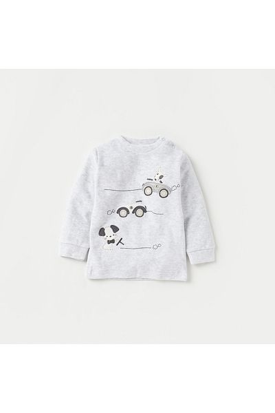 Juniors Dog Car Embroidered T-shirt and Pyjama Set