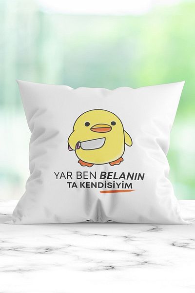 ÇELİKLER HEDİYE Yar Belanın Ta Kendsiyim Killer Chick Printed Pillow