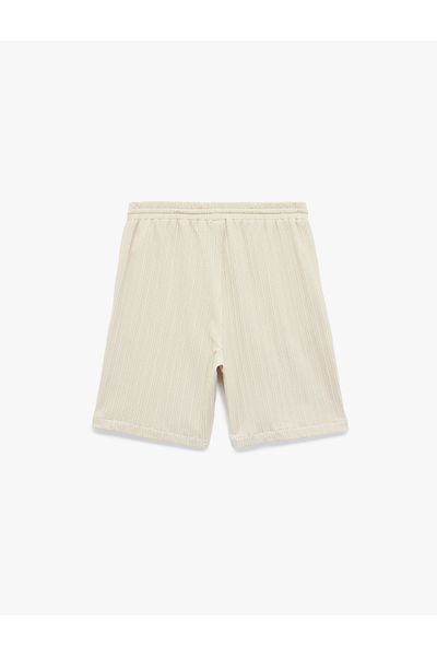 Koton Textured Bermuda Shorts with Lace-Up Waist and Pocket Detail