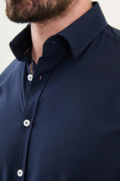 Mcr Ανδρικό πουκάμισο Seersucker Slim Fit Cotton 27081
