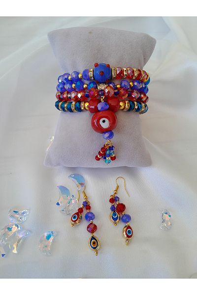 Minnoş Dükkan Crystal Stone Bracelet Earrings