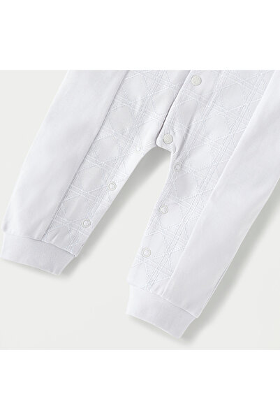 giggles Textured Sleepsuit with Long Sleeves and Button Closure