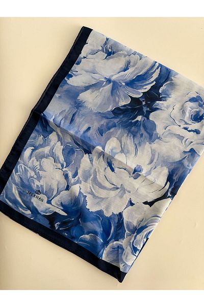 İpekhan Peony Pattern Thin Cotton Shawl