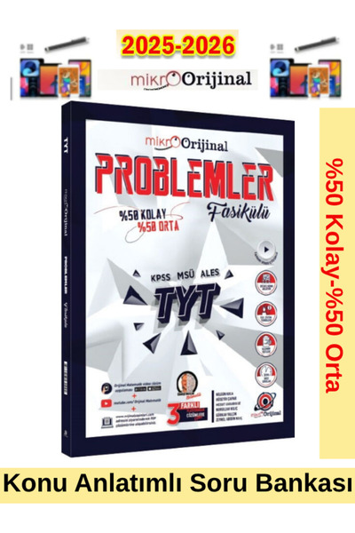 Orijinal Yayınları 2025-2026 Mikro Orijinal Tyt Problemler %50 Kolay-%50 Orta...