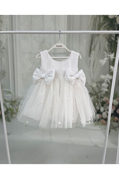 Bertuğ Bebek Βραδινό φόρεμα με λεπτομέρεια μπροκάρ Dream Tulle Rose