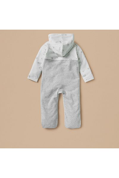 Juniors Sheep Print Hooded Sleepsuit with Snap Button Closure