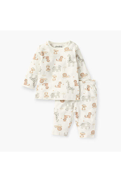 Juniors Safari Print T-shirt and Pyjama - Set of 2