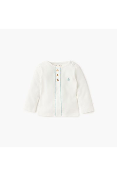 giggles Embroidered T-shirt and Solid Pyjama Set