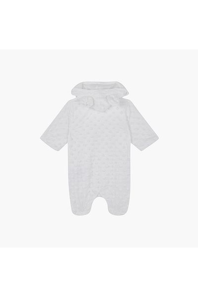 Juniors Textured Closed Feet Sleepsuit with Hood and Button Closure
