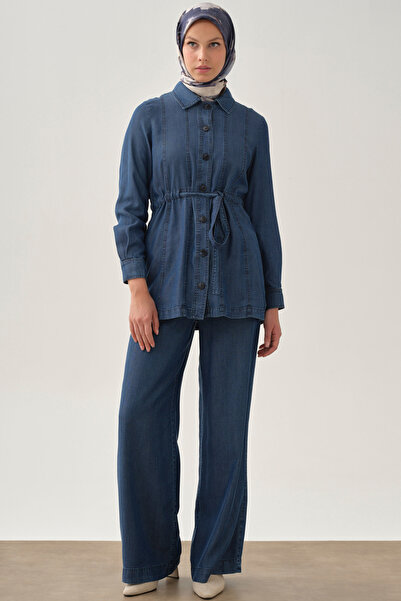 Tuğba Bel Bağcıklı Pantolon - İndigo