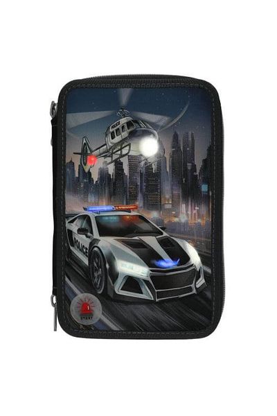 Top Model Pencil case equipped with 3 zippers with LED Police Car TOPModel