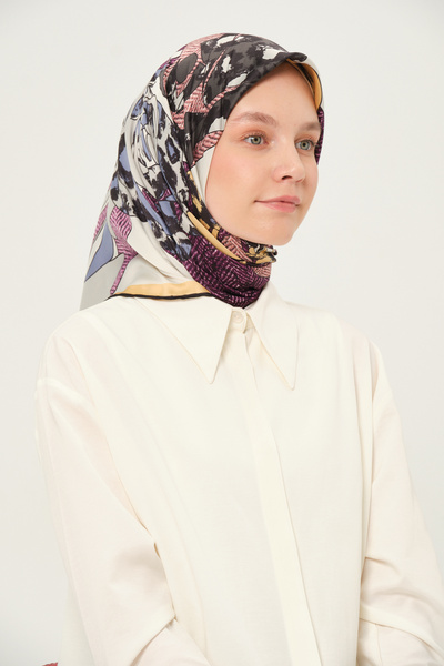 Madame Polo Eșarfă din raion imprimată, multicoloră, fără riduri