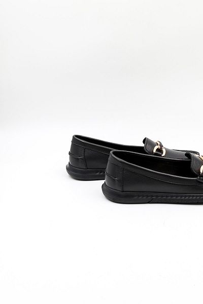 Venüs Women's Genuine Leather Buckle Detailed Loafer Casual Shoes Vn484103Y Black
