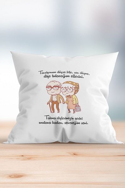 ÇELİKLER HEDİYE I Will Love You Until I Forget My False Teeth Printed Pillow