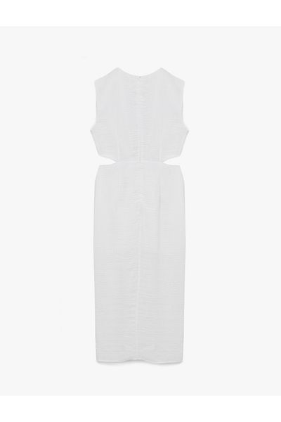 Koton Sleeveless Crew Neck Window Detail Long Dress with Accessories