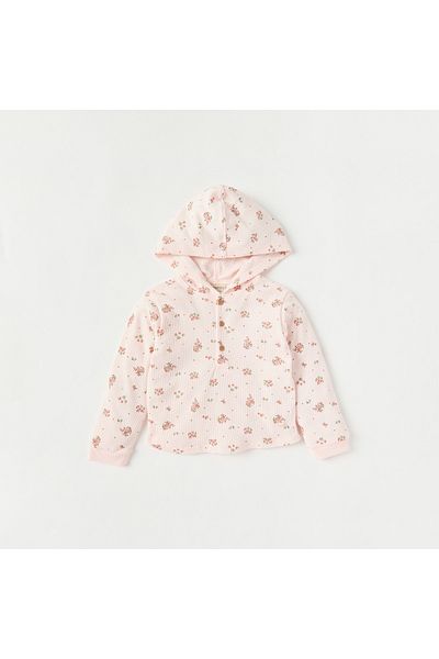Juniors All-Over Floral Print Hooded T-shirt and Pyjama Set