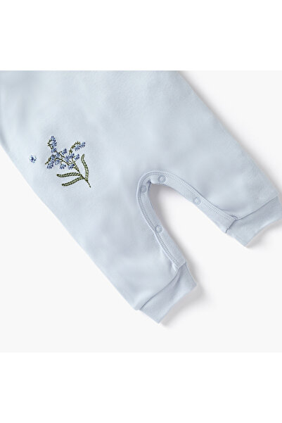 Juniors Embroidered Sleepsuit with Long Sleeves and Button Closure