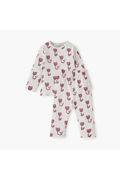 Juniors Floral Print T-shirt and Pyjama Set