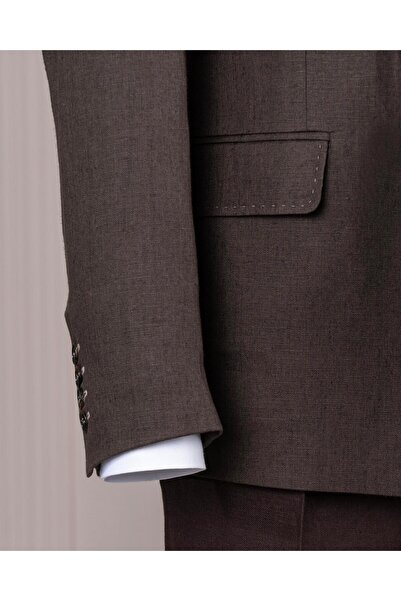 TerziAdemAltun Ανδρικό μονό σακάκι καφέ T13661 σε ιταλικό στυλ