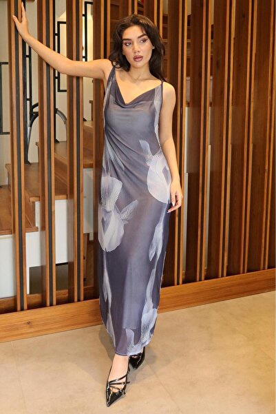 Seeh Γυναικείο φόρεμα με καπνιστό σχέδιο SH258