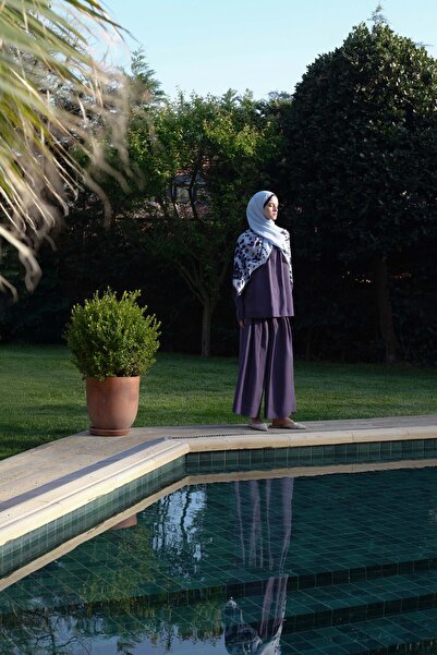 Tuğba Bel Lastikli Plikaşe Detaylı Pantolon - İndigo