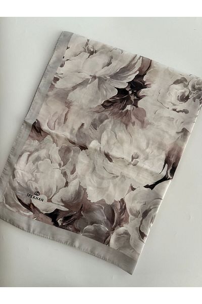 İpekhan Peony Pattern Thin Cotton Shawl