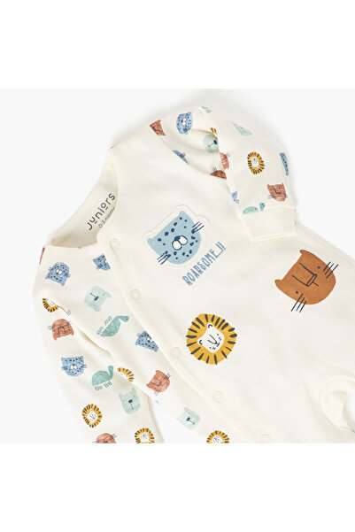 Juniors Animal Print Closed Feet Sleepsuit with Long Sleeves