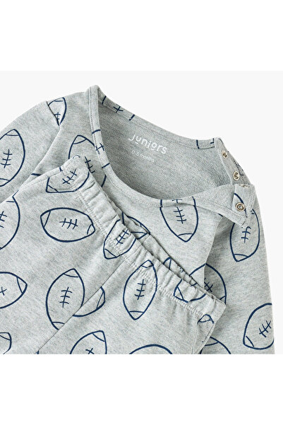 Juniors Rugby Ball Print Long Sleeves T-shirt and Pyjama Set