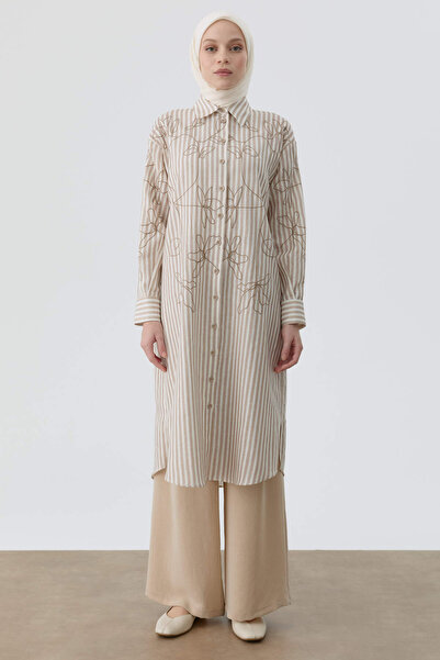 Tuğba Çift Pile Detaylı Pantolon - Bej