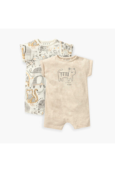 Juniors Animal Print Romper with Short Sleeves - Set of 2