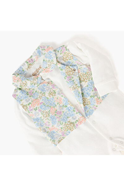 giggles Floral Print Closed Feet Sleepsuit with Waistcoat
