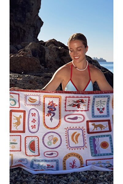 Marielouhome منشفة شاطئ سفاري منقوشة (مع حقيبة خاصة) 70x150 سم