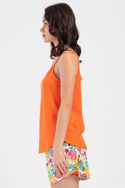 VİENETTA Cotton Women's String Strap Shorts Pajama Set, 408199