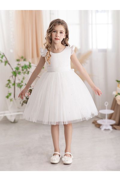 Styli Ruffled Mesh Round Neck Fit and Flare Dress