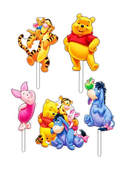 Bloom Atelier Winnie the Pooh Cake Figurines, Set of 5 Cake Accessories, Cake Decoration Accessories, Cake Decorations