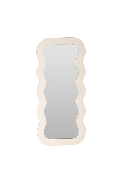 Gift Design Decorative mirror with wavy frame – 37x80 cm, glass + MDF frame, beige