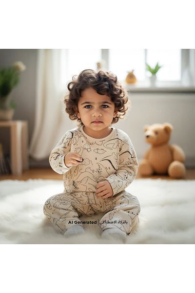 Juniors طقم بيجاما وتيشيرت بأكمام طويلة بطبعة ديناصور