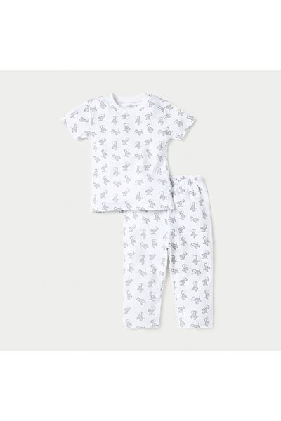 Juniors All-Over Zebra Print Short Sleeve T-shirt and Pyjama Set