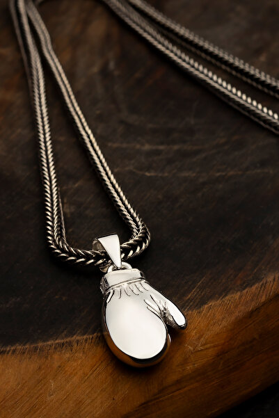 OTTOTESBİH Boks Eldiveni Kolye Boksör Kolye Erkek Gümüş Kolye 23Gr