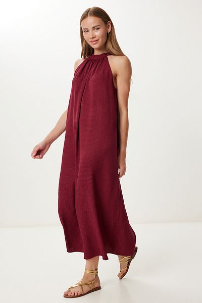 Lovelyİstanbul Halter Neckline Summer Long Dress Lfg0011 Bordo