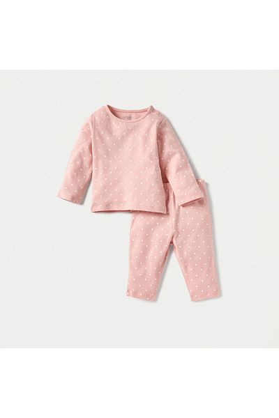 Juniors Polka Dot Print T-shirt and Pyjama Set