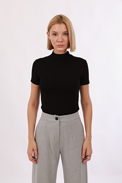 Yade Fashion Kadın Kısa Kollu Bluz – Siyah