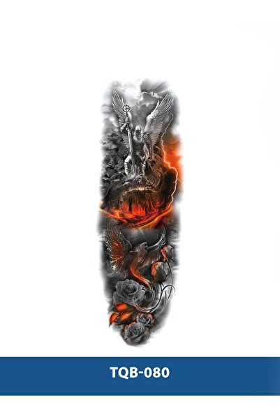 Attach TQB-080 KANATLI SAVAŞCI VE ANKA KUŞU DESEN RENKLİ GEÇİCİ KOL DÖVMESİ-T...