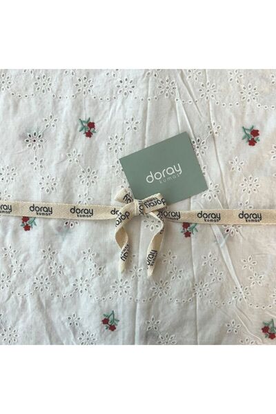 Doray Kumaş Pamuk Vual Kumaş / Çiçek Baskılı Brode Nakışlı / DRY 3004
