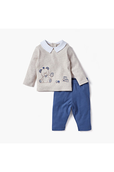 giggles طقم بيجاما وقميص مطرز بدب