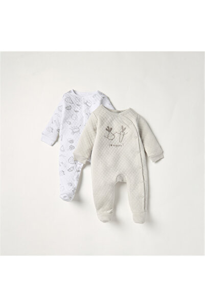 Juniors Quilted Sleepsuit with Long Sleeves and Button Closure - Set of 2
